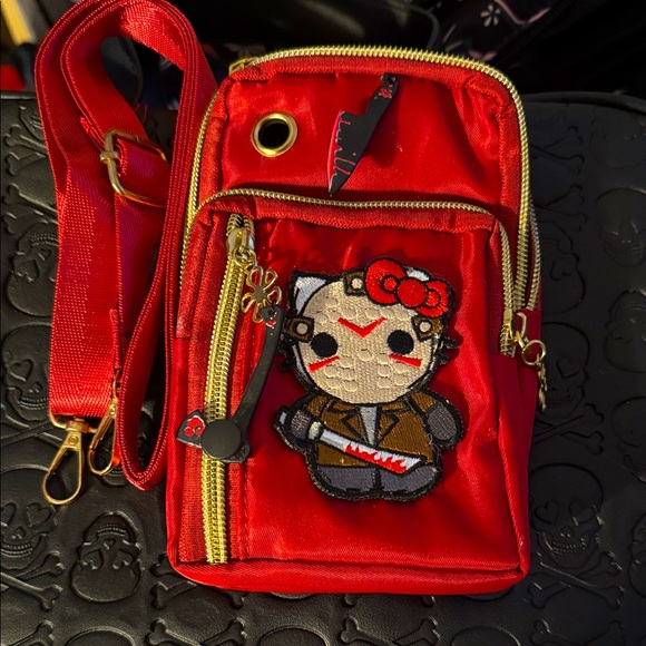 Kerebearz Handbags - Red Jason Voorhees Hello Kitty Crossbody Bag.